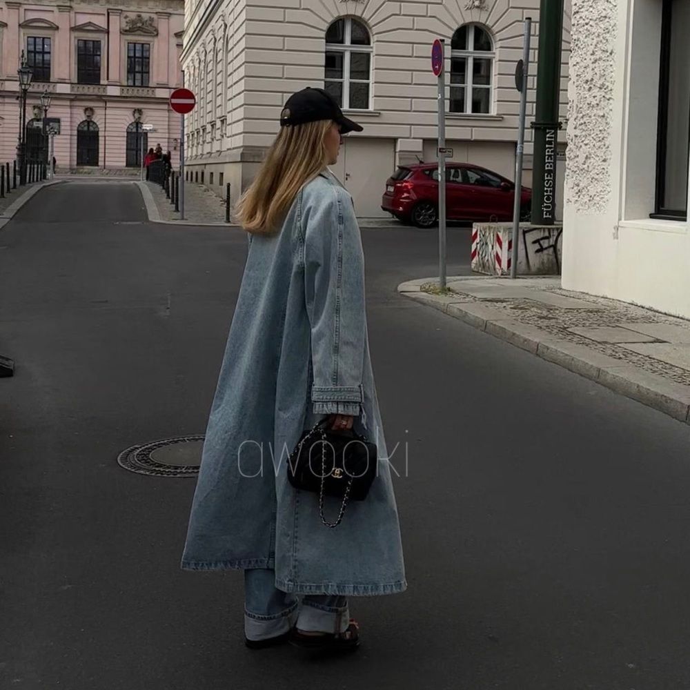 Zara Light Blue TRF Denim Trench Coat New - Picture 5 of 12